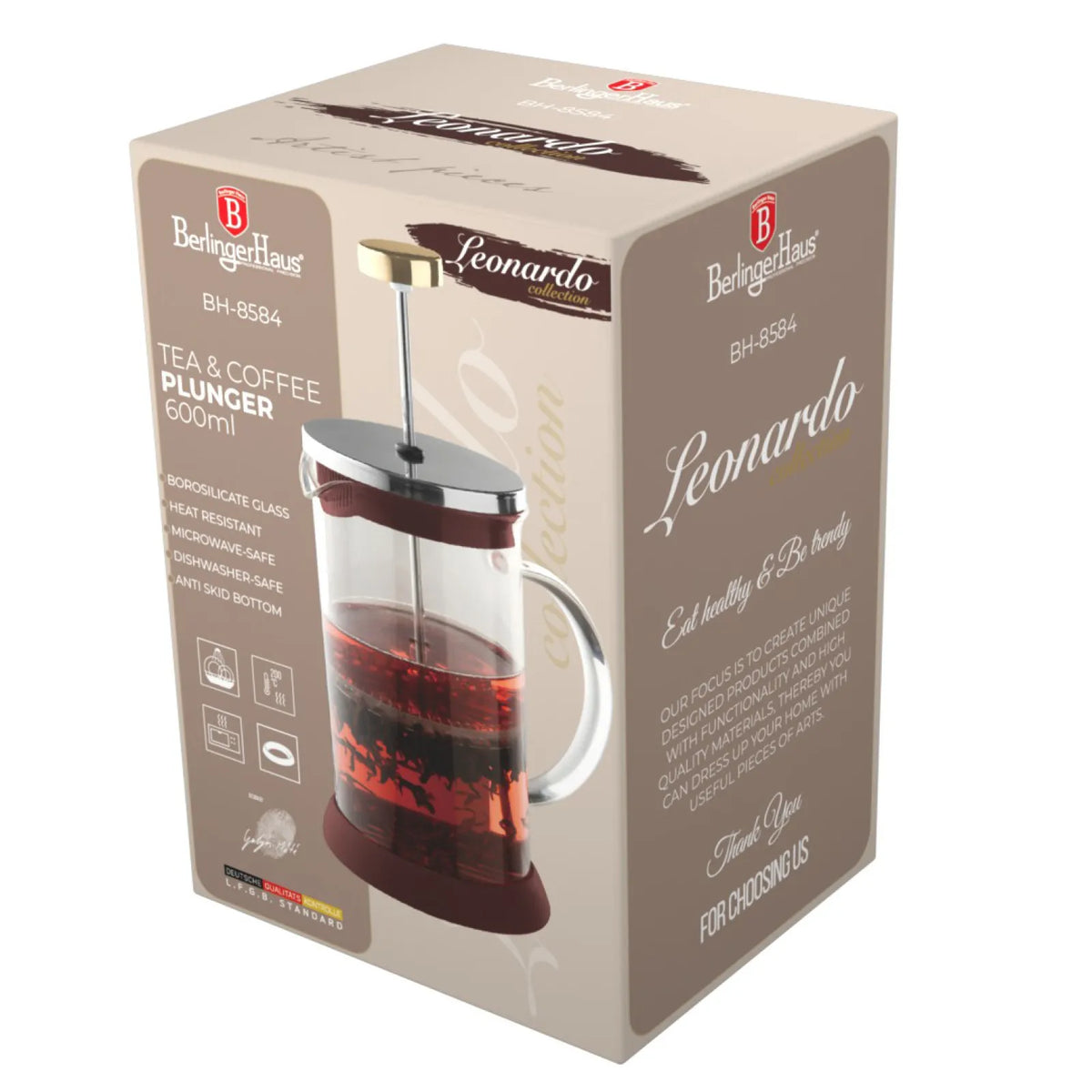 Berlinger Haus Dugattyús kávé és teafőző (0.6 L) – 2. kép
