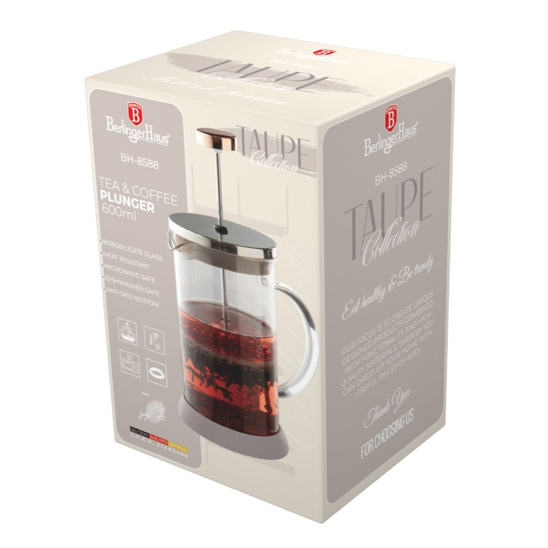 Dugattyús kávé és teafőző 600 ml szürke Berlinger Haus