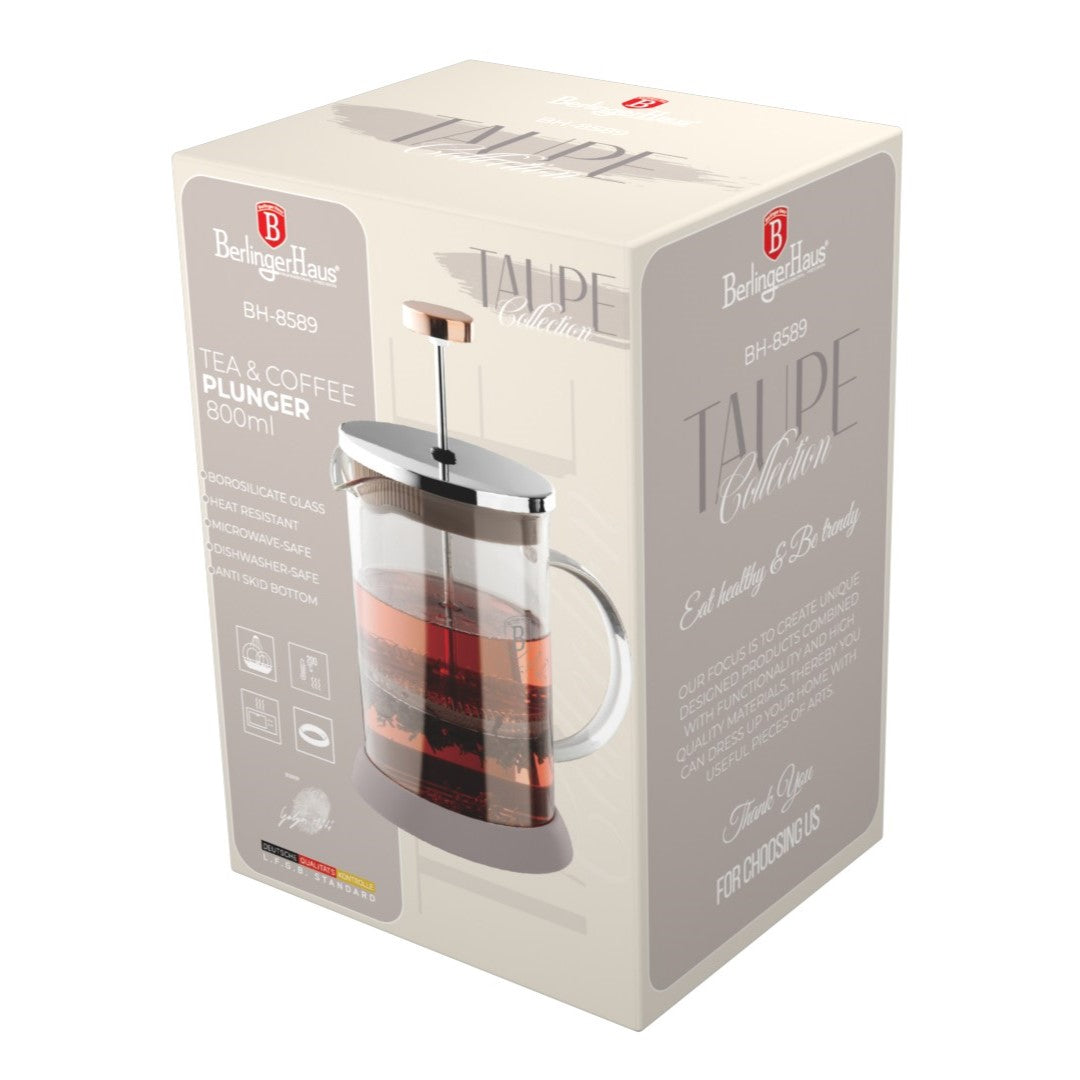 Dugattyús kávé és teafőző 800 ml szürke Berlinger Haus