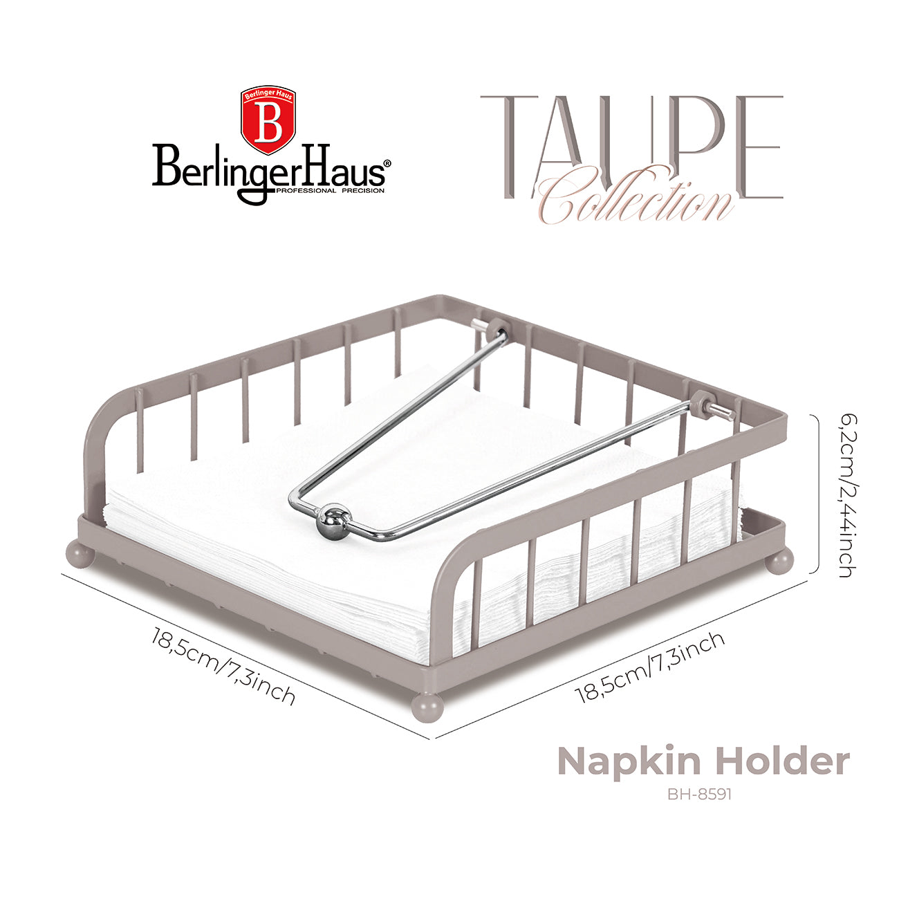 Szalvétatartó fém matt szürke Berlinger Haus