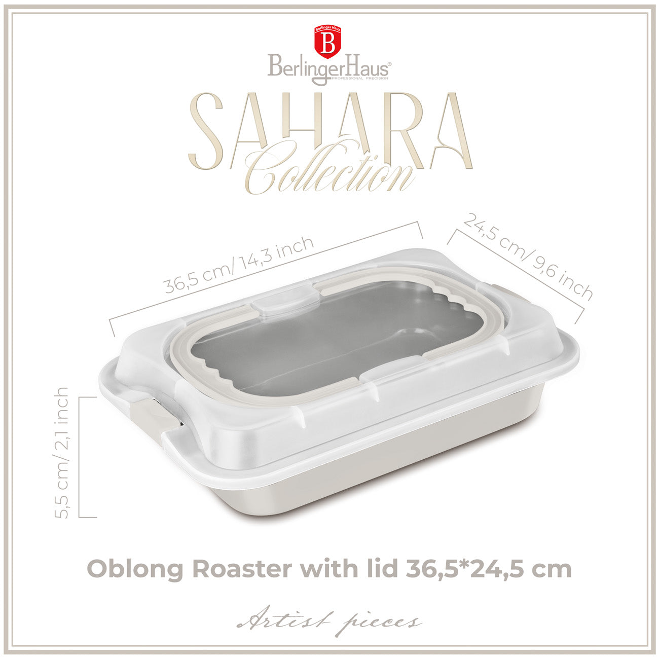 Berlinger Haus tapadásmentes tepsi fedővel 36 cm matt krém Sahara Collection