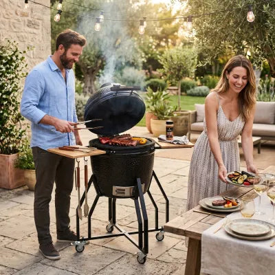 Berlinger Haus XL Kamado grill magas állvánnyal és oldalsó polcokkal – 8. kép