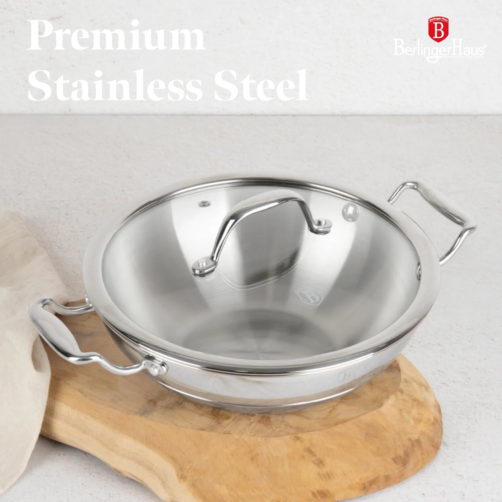 Berlinger Haus professzionális indukciós wok fedővel 24 cm – Copper Touch Collection