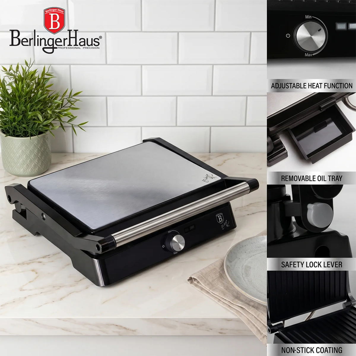 Berlinger Haus Elektromos grill olajcsepegtetővel (2200 W) – 8. kép
