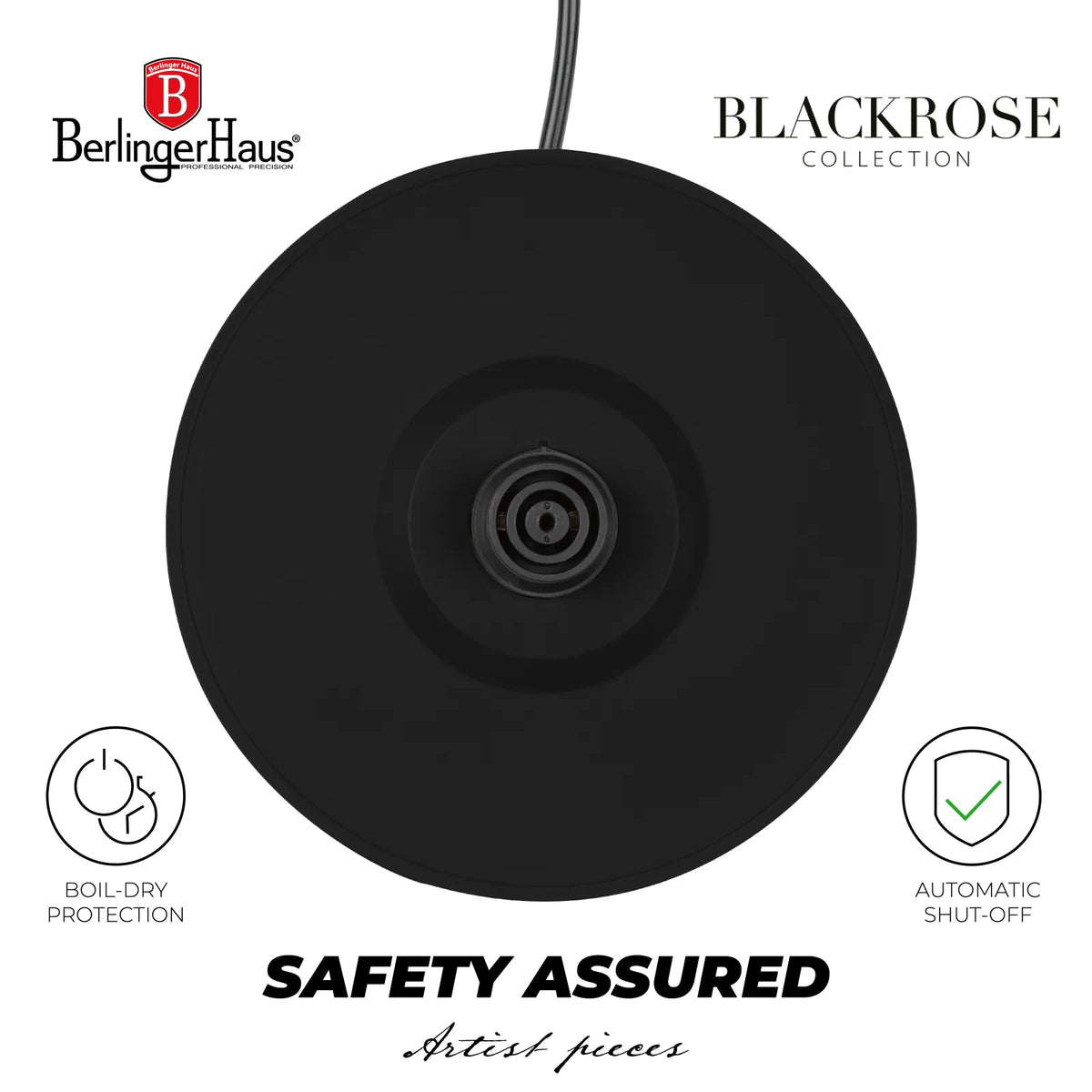 Berlinger Haus Elektromos vízforraló hőfok kijelzővel (2200 W) – Black Rose Collection