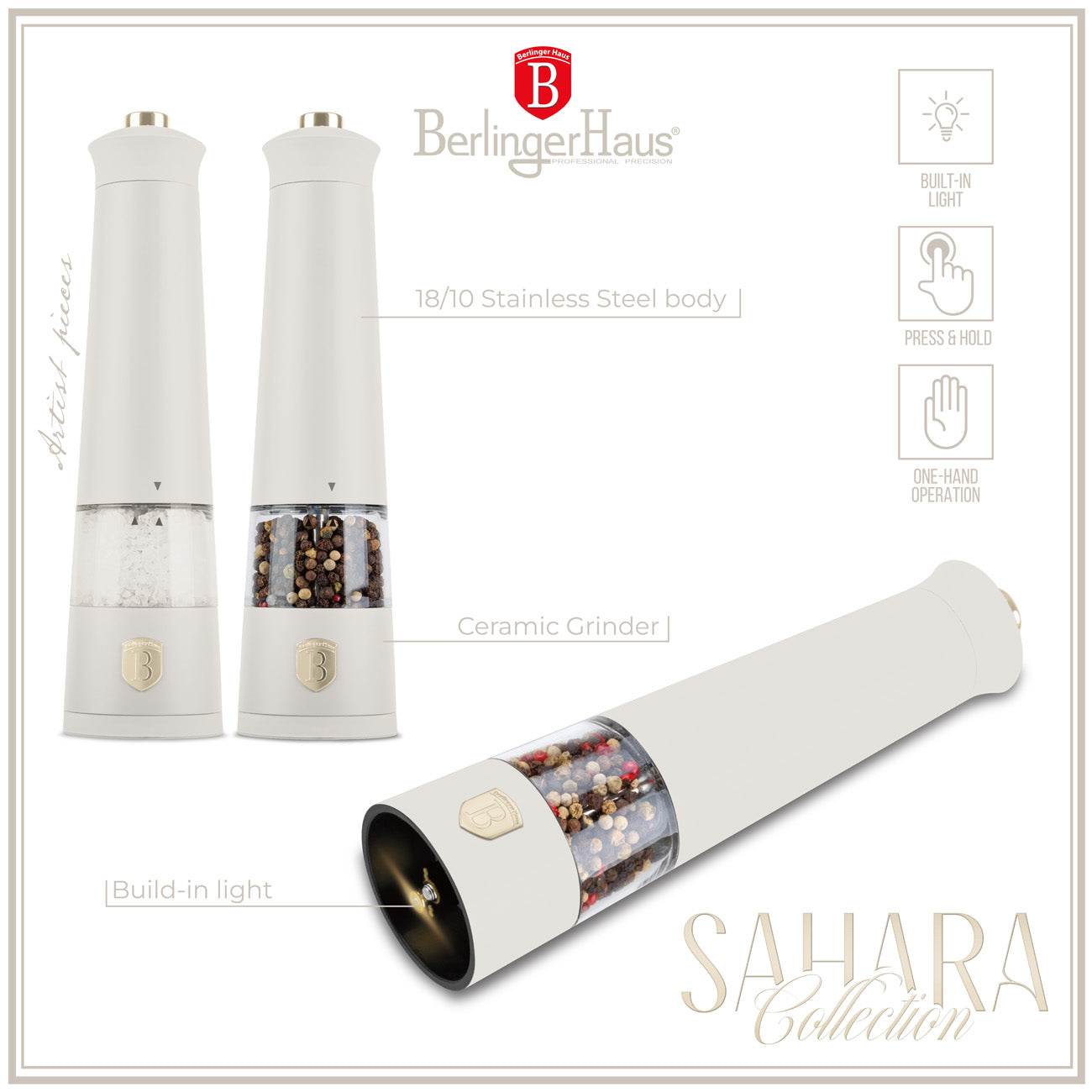 Berlinger Haus 2 részes elektromos só- és borsörlő Sahara Collection