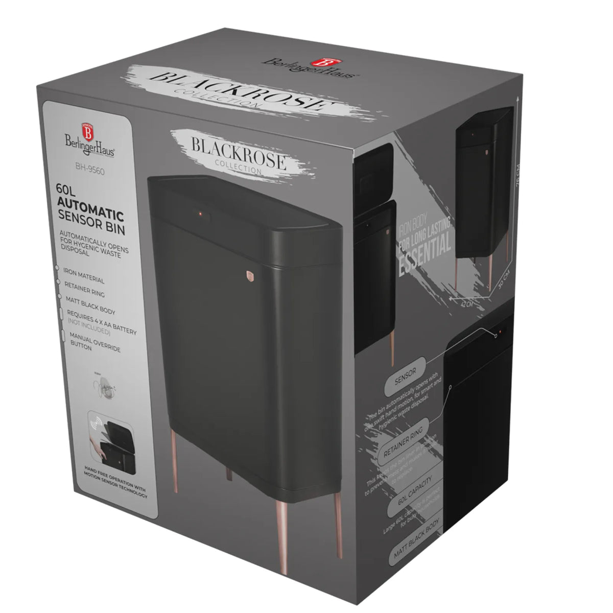 Berlinger Haus Szenzor érzékelős kuka (60 L) – Outlet Collection