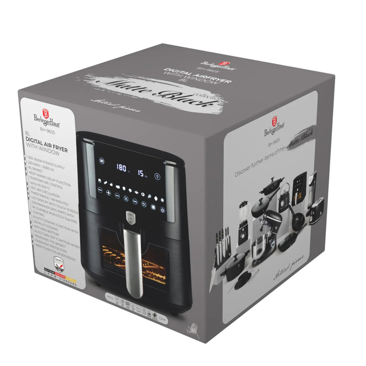 Berlinger Haus AirFryer átlátszó ablakkal (8 L) – 6. kép