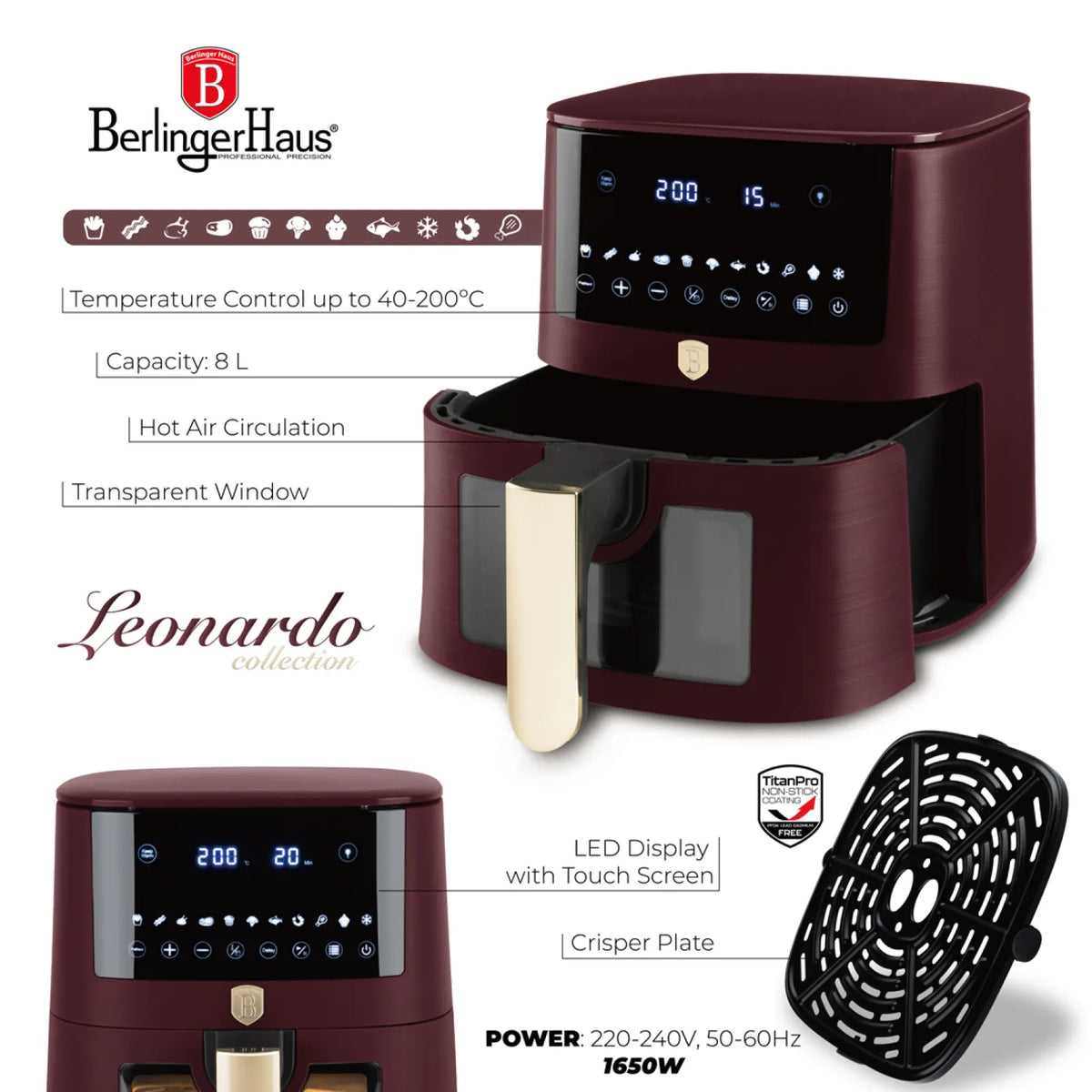 Berlinger Haus AirFryer átlátszó ablakkal (8 L) – 10. kép