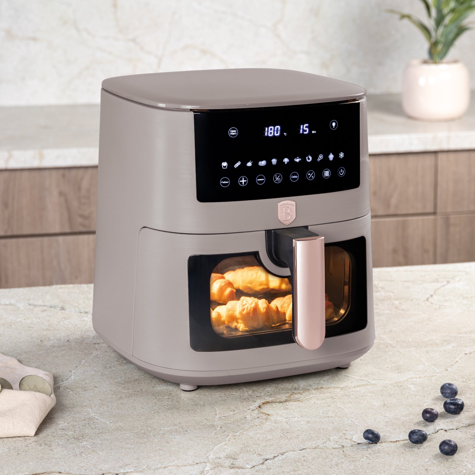XXXL AirFryer átlátszó ablakkal digitális 8 liter Berlinger Haus matt szürke