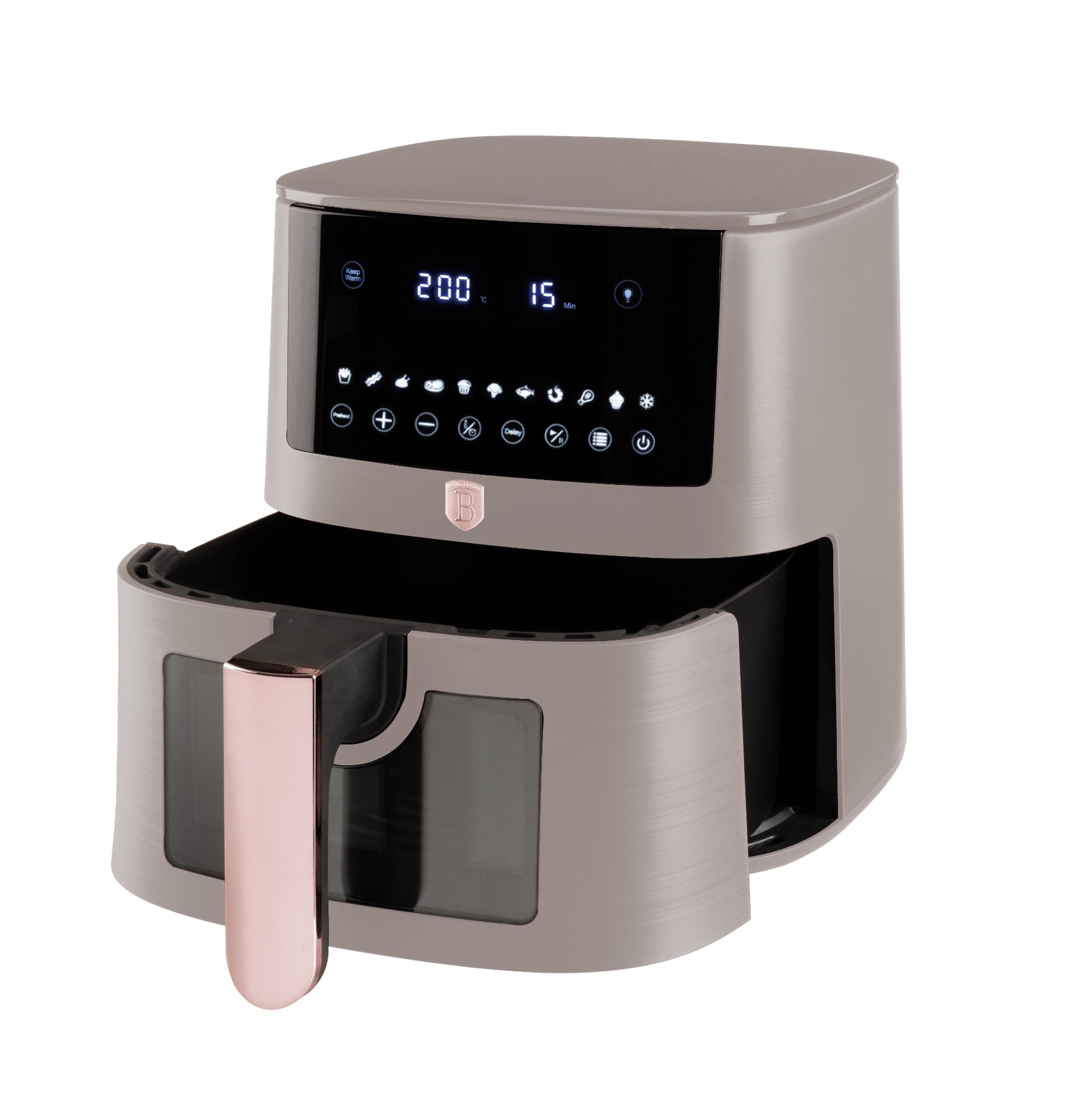 XXXL AirFryer átlátszó ablakkal digitális 8 liter Berlinger Haus matt szürke