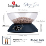 BerlingerHaus Konyhai mérleg tállal 5 kg matt kék