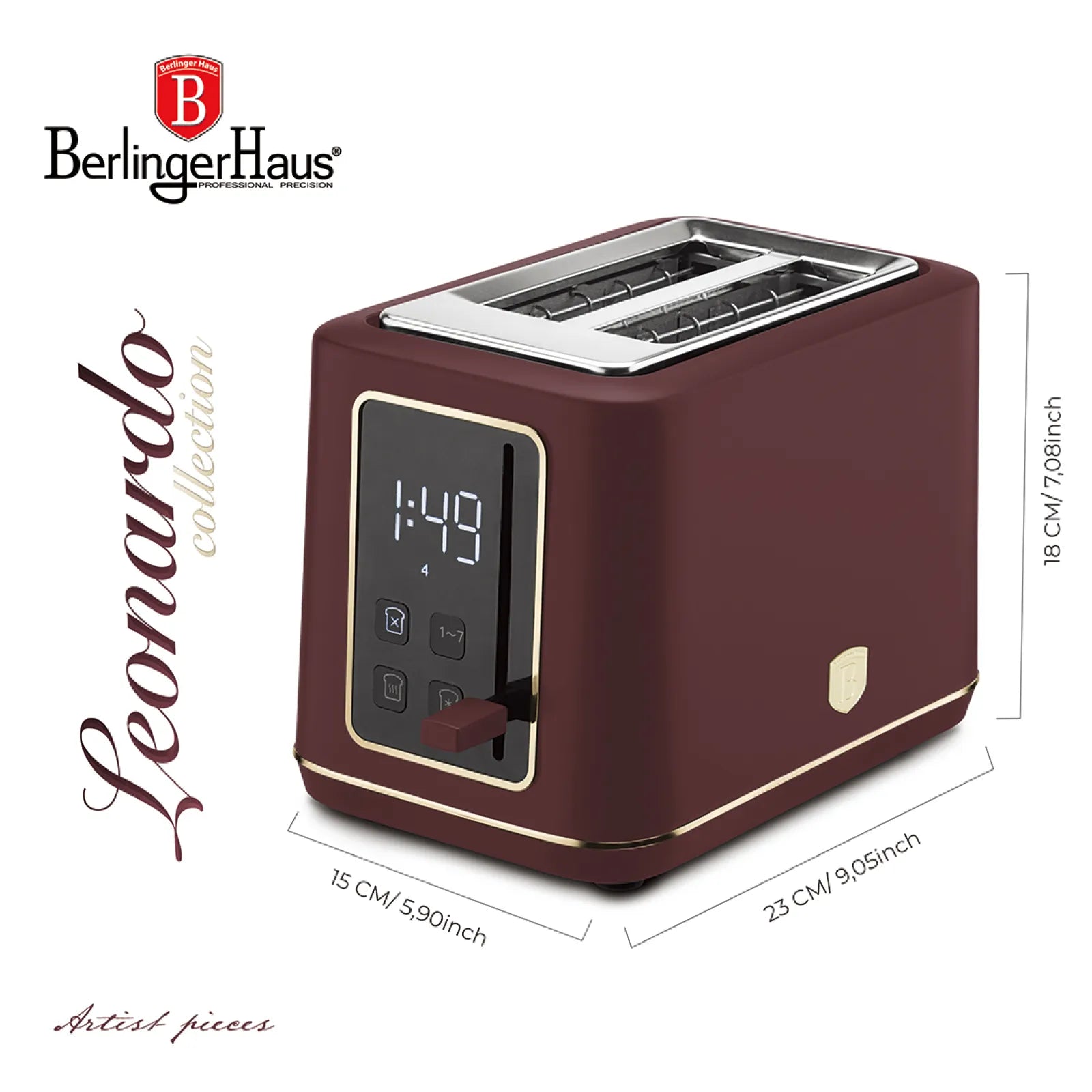 Berlinger Haus kenyérpirító digitális kijelzővel 870 W – Leonardo Collection