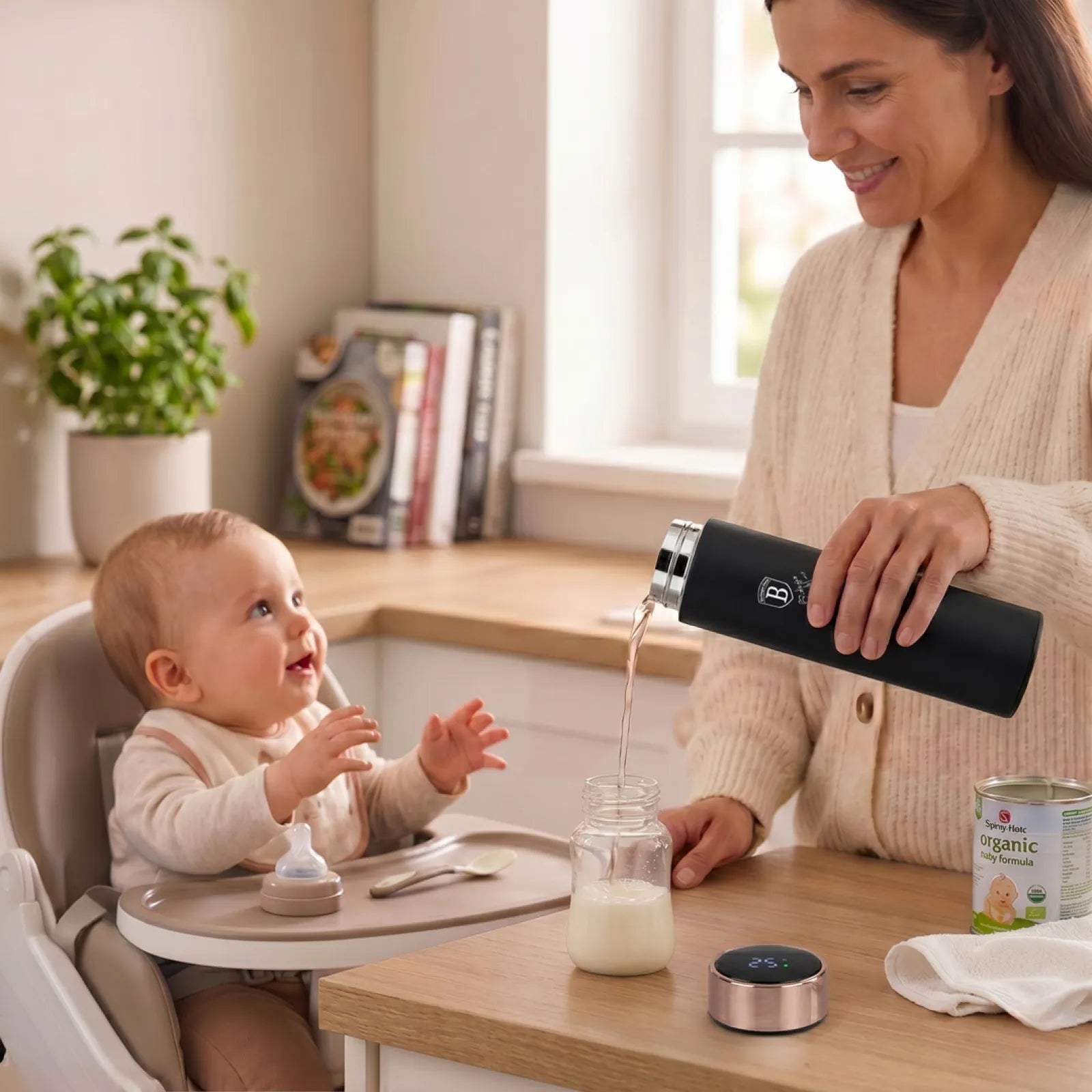 Berlinger Haus fekete termosz palack digitális hőmérővel 0,5 l – Black Rose Collection