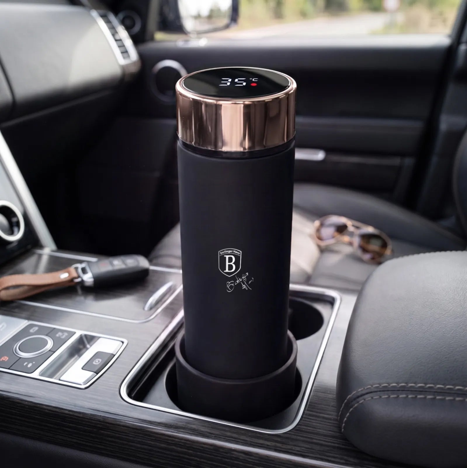 Berlinger Haus fekete termosz palack digitális hőmérővel 0,5 l – Black Rose Collection