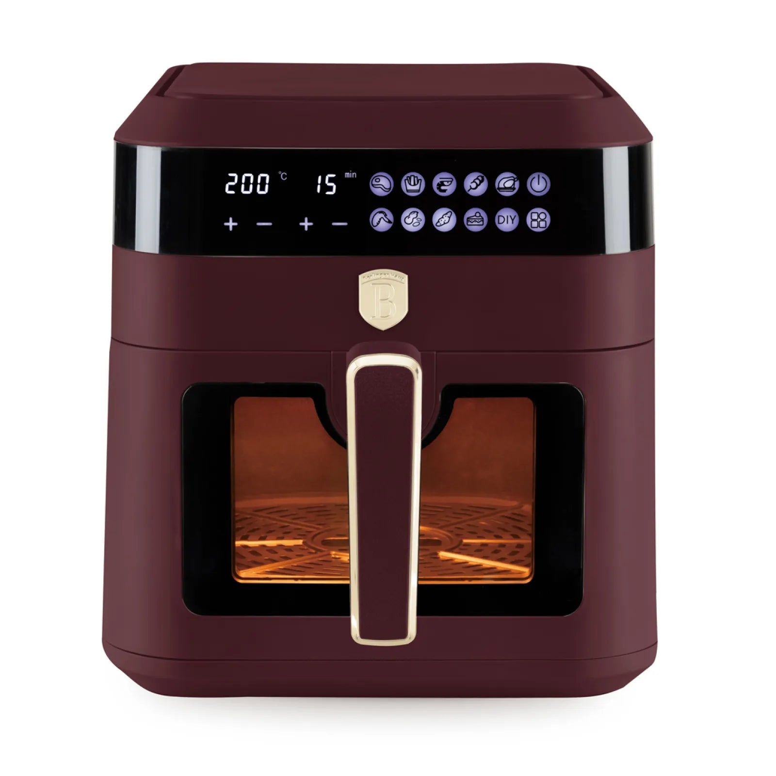 AirFryer átlátszó ablakkal 6,3 literes 1300 W Berlinger Haus bordó