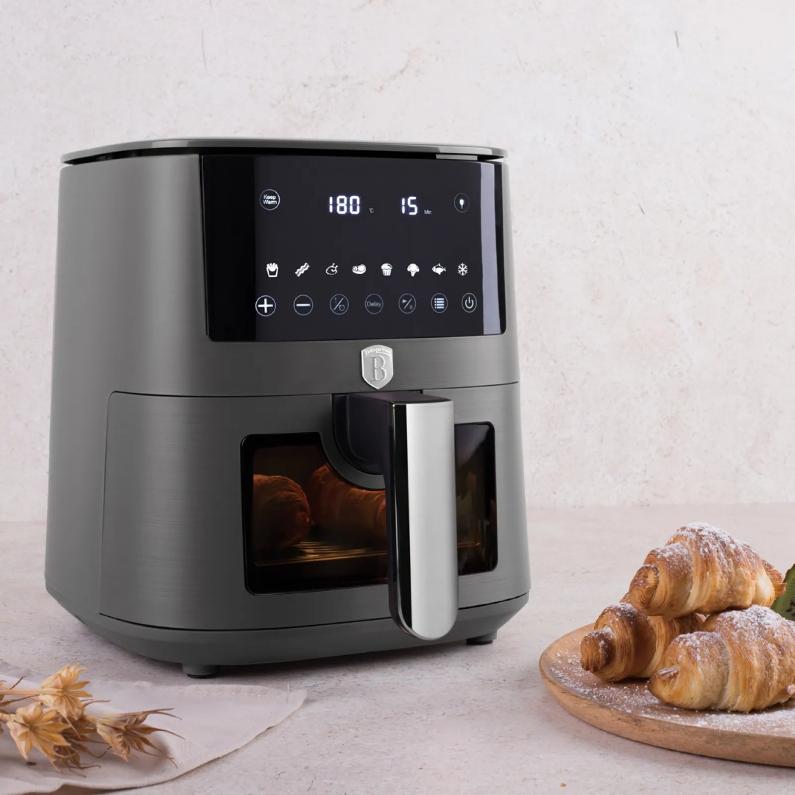 AirFryer átlátszó ablakkal 5 literes 1400 W Berlinger Haus Anthracite