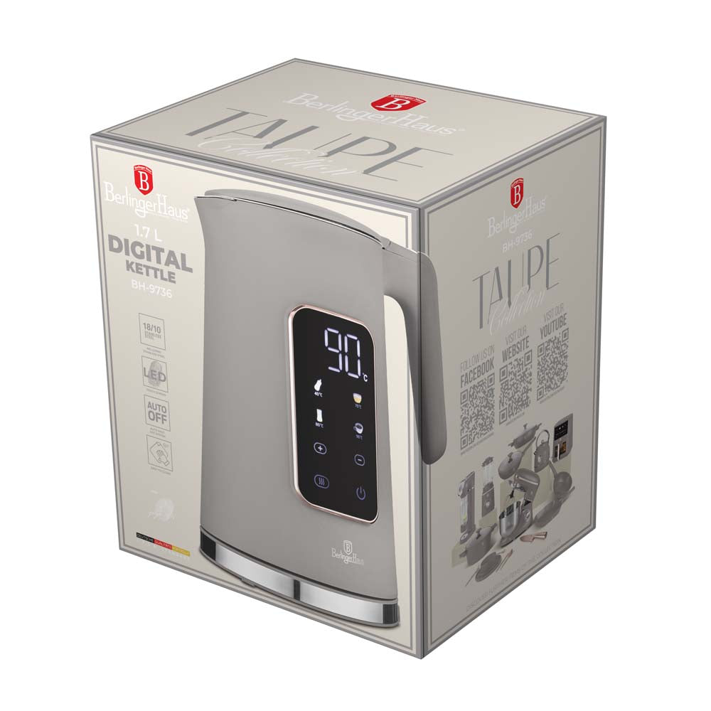 Berlinger Haus Digitális elektromos vízforraló 1,7 liter Taupe Collection