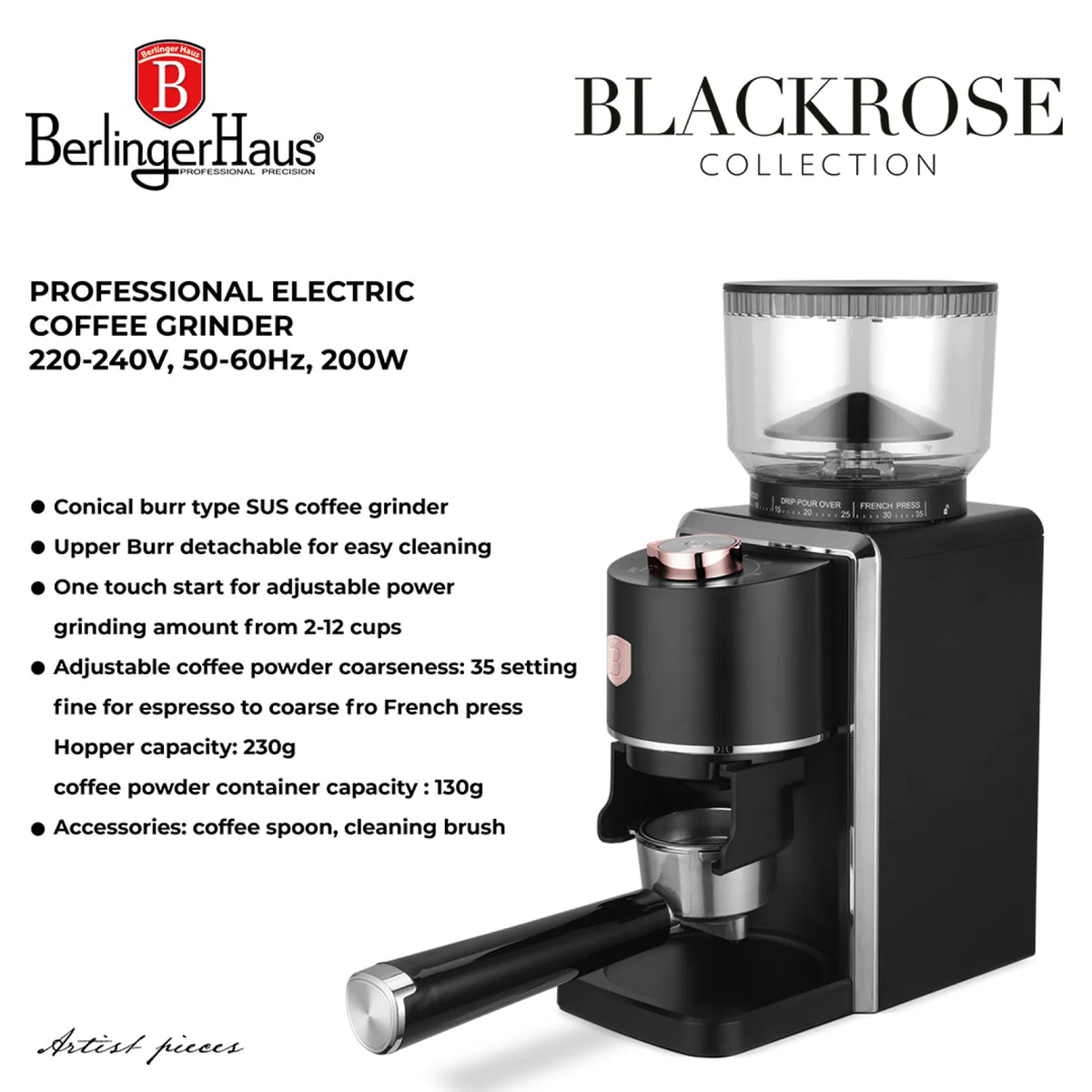 Berlinger Haus Professzinális elektromos kávédaráló (200 W) – Outlet Collection