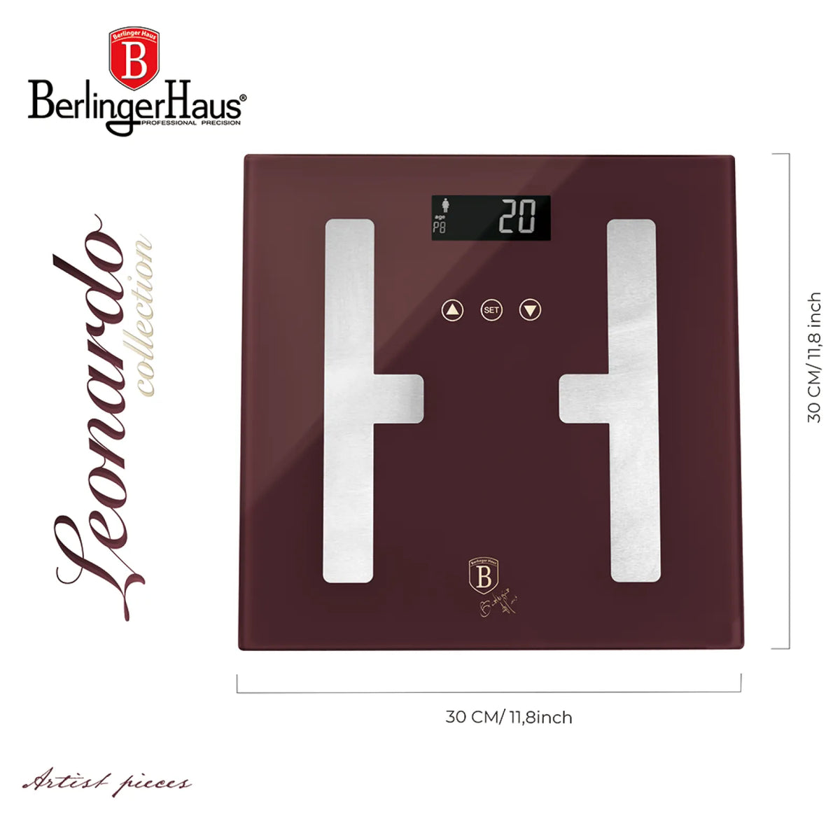 Berlinger Haus Testzsíranalizáló üveg személymérleg (180 kg) – 6. kép
