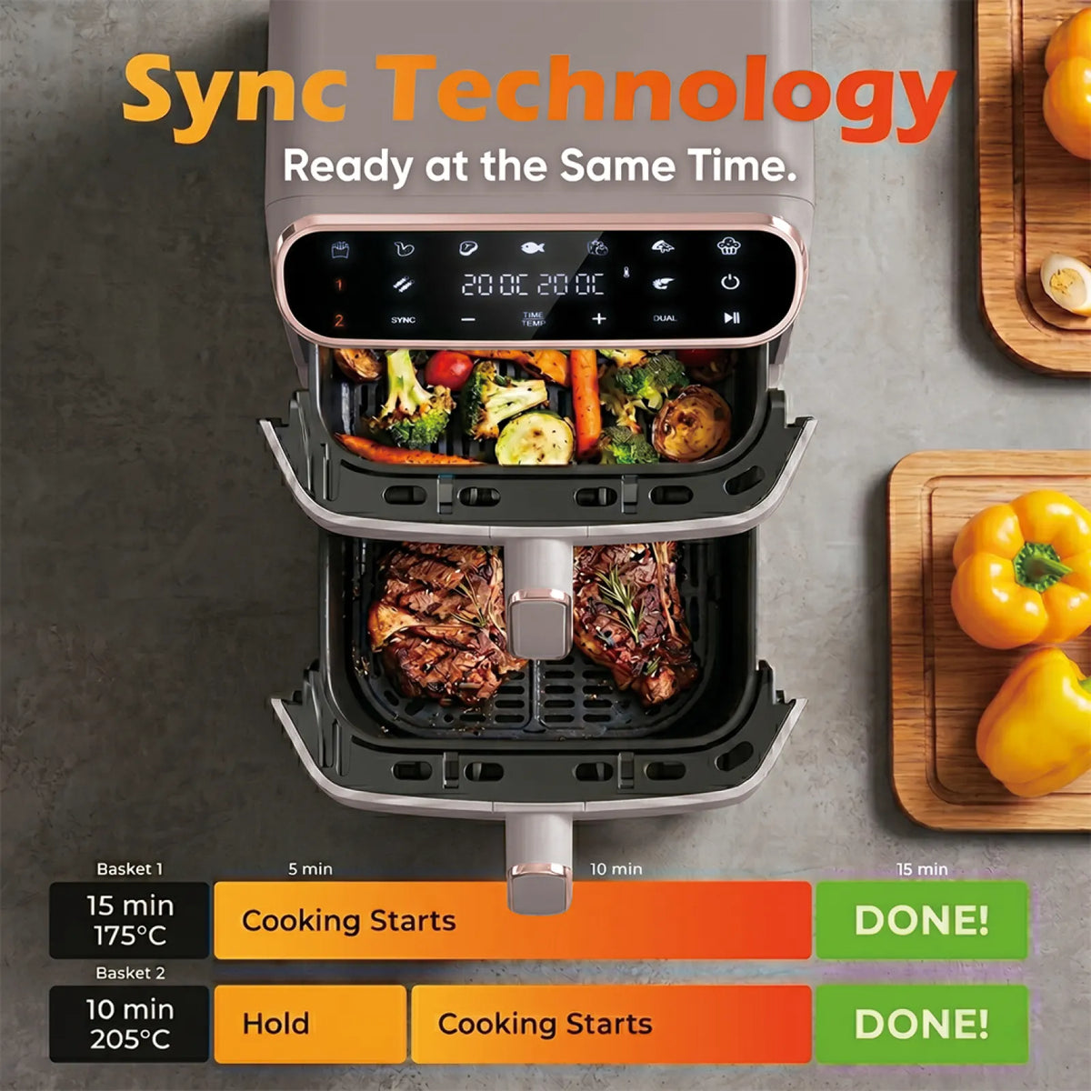 Berlinger Haus Dupla AirFryer átlátszó ablakokkal (5.5+5.5L) – 6. kép