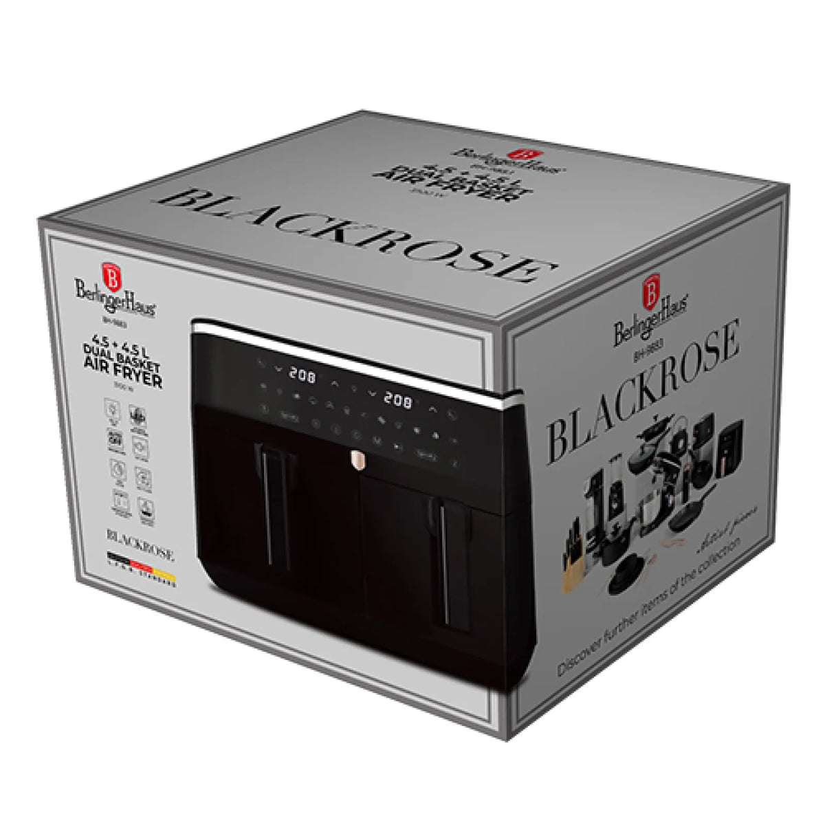 Berlinger Haus Dupla AirFryer átlátszó ablakokkal (4.5+4.5L) – 2. kép