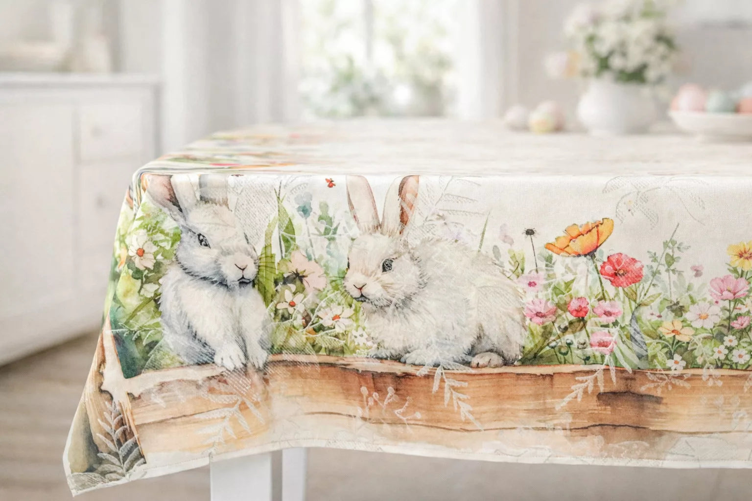 Easter Garden húsvéti nyuszis asztalterítő, 137x235 cm