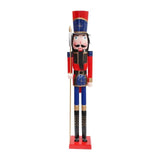 Nagyméretű Fa diótörő figura 120 cm piros kék