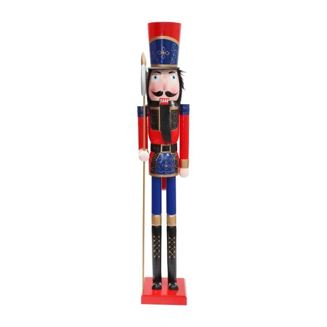 Nagyméretű Fa diótörő figura 120 cm piros kék
