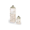 Antikolt fehér nagy fa lámpás szett rácsos tárolóval 127 cm