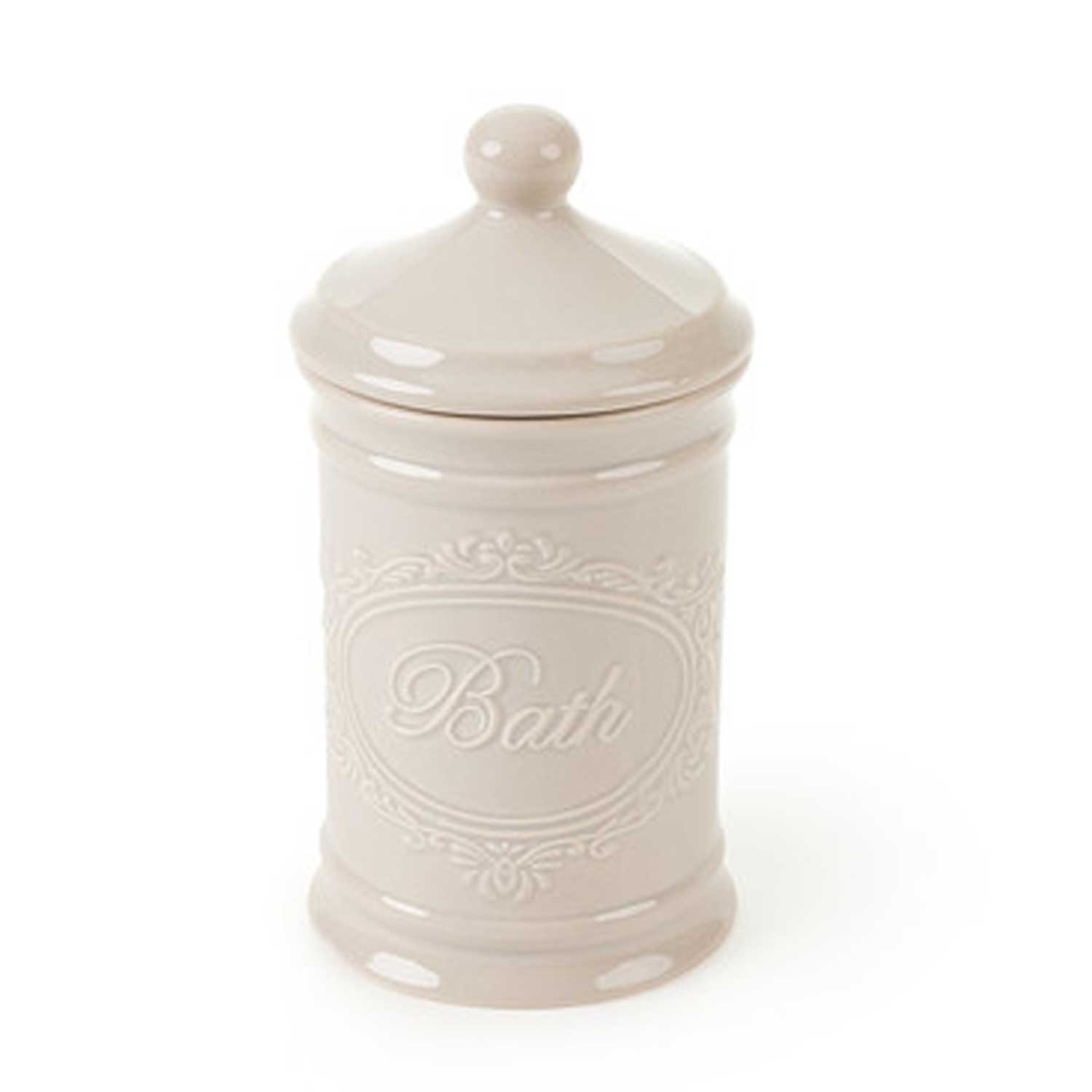 Vintage Kerámia fürdőszobai tárolótégely szürke 7,8x7,8x15,2 cm Bath