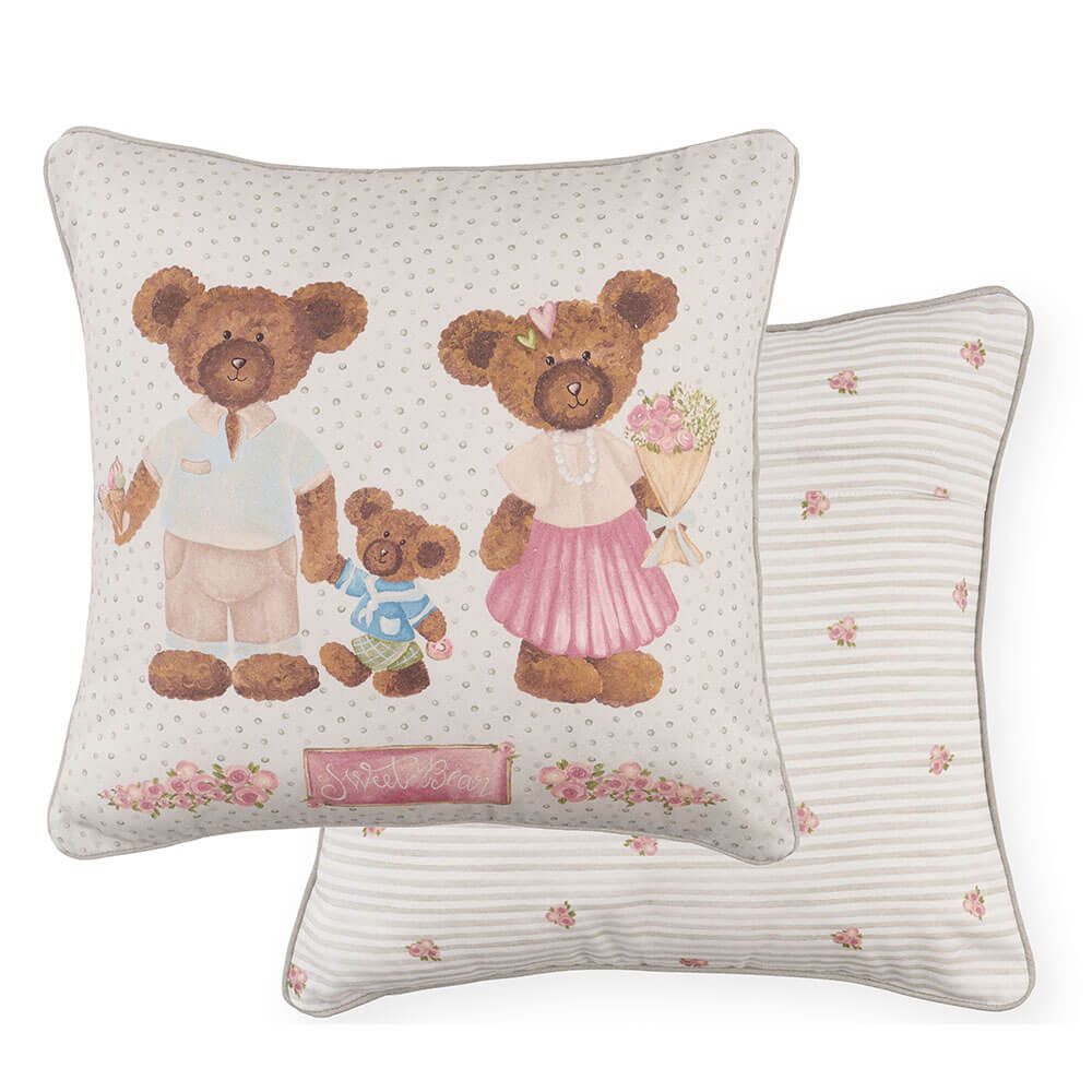 Pamut díszpárna töltelékkel 40x40 cm Sweet Bear macicsalád