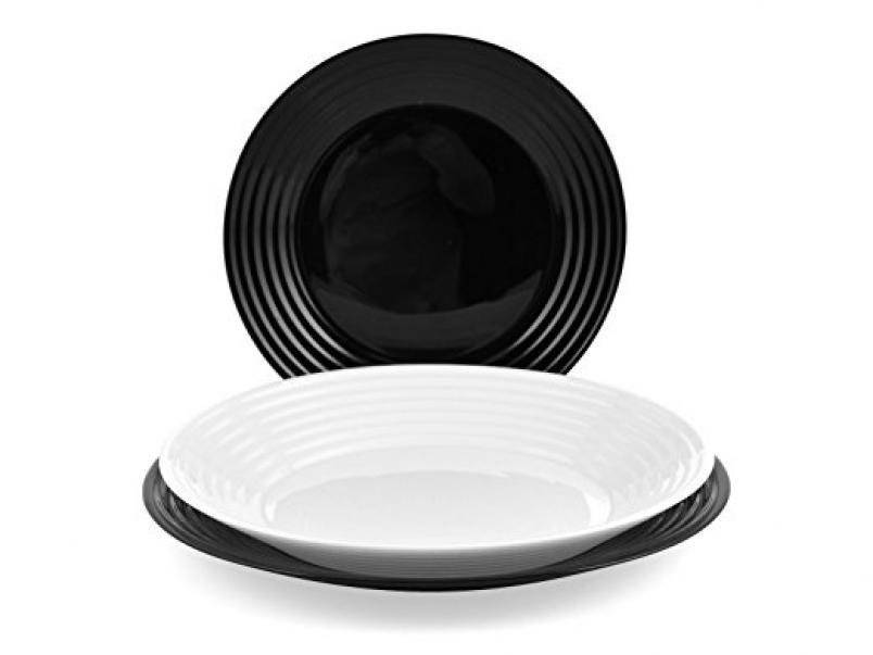 Luminarc HARENA üveg étkészlet 18 részes 6 személyes fehér fekete N1518