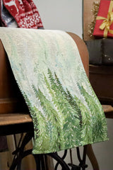 Golden forest fenyőfás asztali futó, 44x140 cm, arany lurex, gobelin