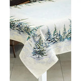 Havas fenyőerdő asztalterítő, 137x240 cm, ezüst lurex