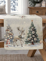 Golden deer arany szarvasos gobelin asztali futó, 44x140 cm, ezüst lurex, gobelin