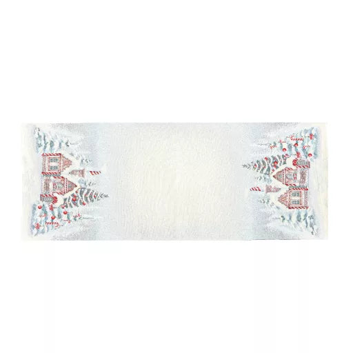 Mézeskalácsos asztali futó, 44x140 cm, ezüst lurex