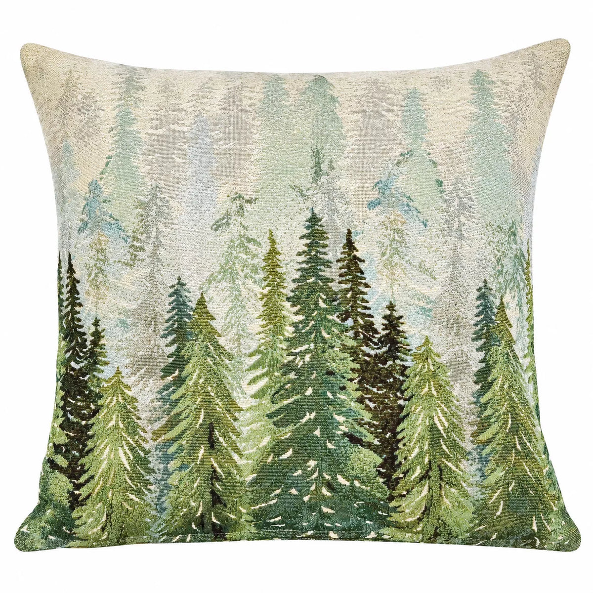 Golden forest fenyőfás díszpárna huzat, arany lurex, gobelin – 45 x 45 cm