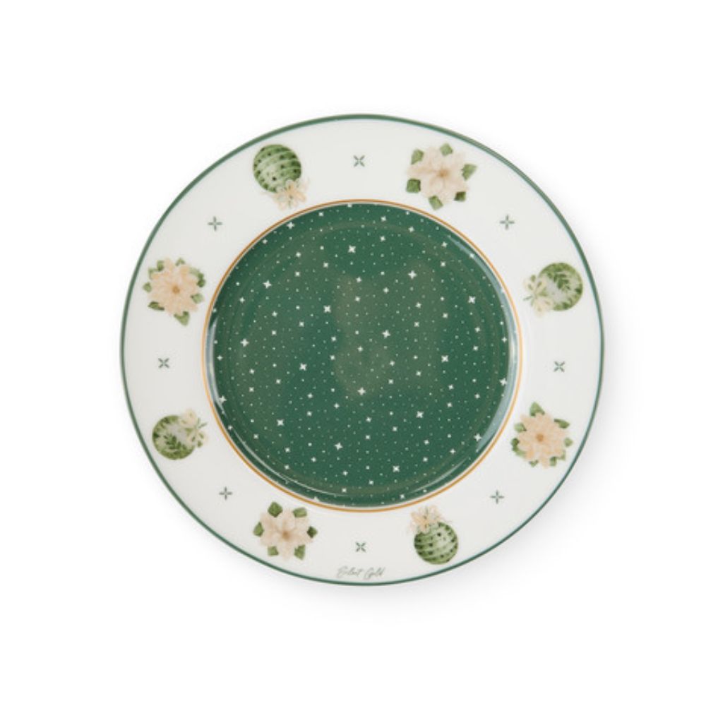 Karácsonyi porcelán desszertes tányér 19 cm Silent Gold
