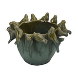 Kerámia nagy Kaspó kerek 3D madarakkal 29x29x19,5 cm