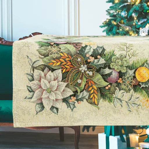 Advent karácsonyi koszorús asztalterítő, 96x100 cm, arany lurex