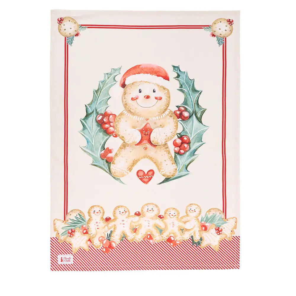 Karácsonyi pamut Konyharuha 50x70 cm mézecskalács mintás