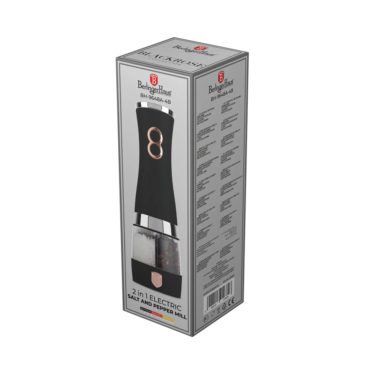 Berlinger Haus 2 az 1-ben elektromos só- és borsőrlő – Black Rose Collection