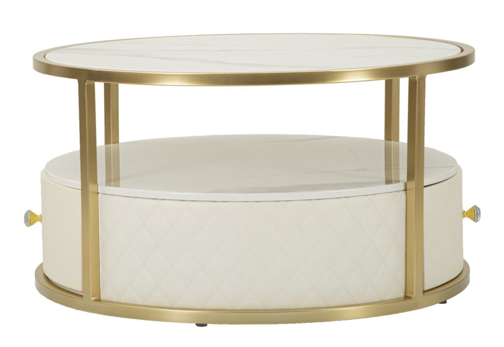 Aurora Luxe – Márványhatású Arany modern Dohányzóasztal Dohányzóasztal Mauro Ferretti