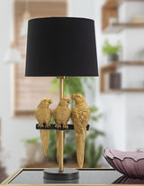 Fekete asztali lámpa arany papagáj 62 cm