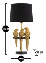Fekete asztali lámpa arany papagáj 62 cm