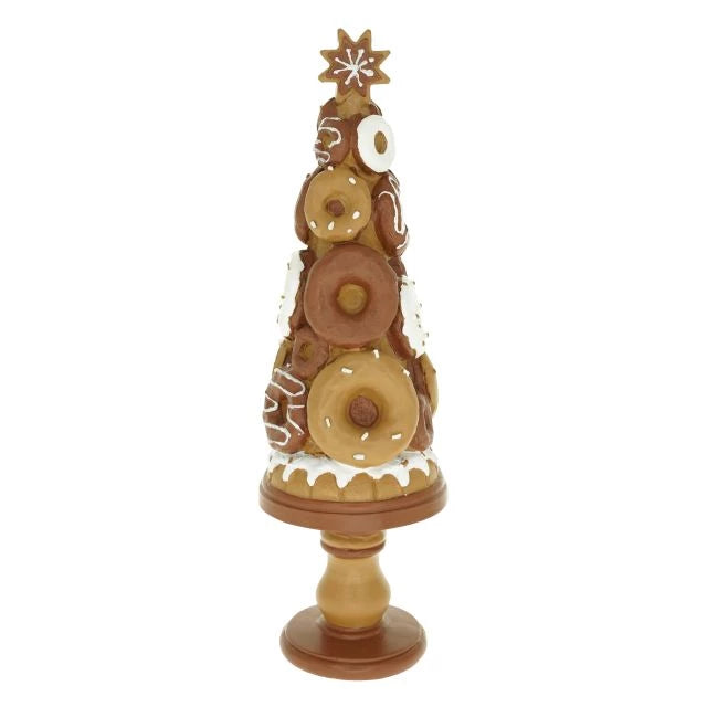 Mézeskalács fánk torony glitteres 32 cm karácsonyi dekoráció