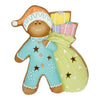 Kerámia mézeskalács figura ajándékokkal LED-es glitteres karácsonyi figura dekoráció 38 cm