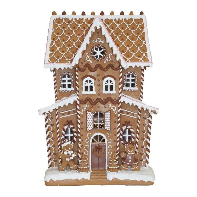 Nagy Mézeskalács ház glitteres LED-es 54x31x76 cm karácsonyi dekoráció