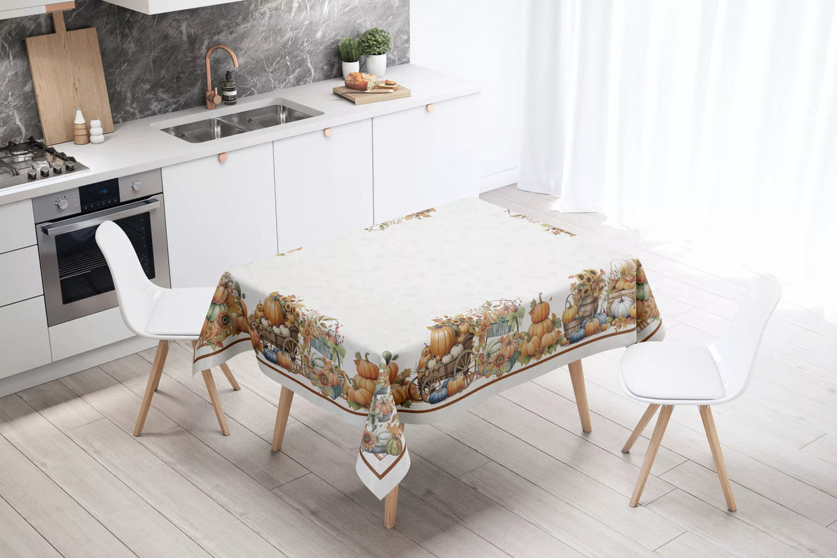 Őszi tökös leveles 140x180 cm pamut asztalterítő